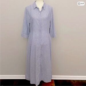 Joie Midi Linen Blend Dress Blue M